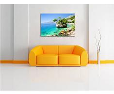 Wunderschöner Dalmatia Strand in Kroatien, Format: 120x80 auf Leinwand, XXL riesige Bilder fertig gerahmt mit Keilrahmen, Kunstdruck auf Wandbild mit Rahmen, günstiger als Gemälde oder Ölbild, kein Poster oder Plakat