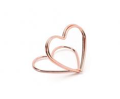 P&D 10 STK. Tischkartenhalter Herz Rosegold Hochzeit Tischdeko Kartenhalter Herzen rosa Namenskartenhalter Tischschmuck Rose Gold Altrosa glänzend