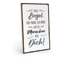 ARTFAVES Holzschild mit Spruch - Weil Engel Nicht überall Sein können - Vintage Shabby Deko-Wandbild/Türschild