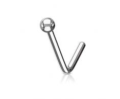 Paula & Fritz® L-Form Kugel Nasen-Piercing Nasenpiercing-s Nose für Nasenfluegel als Nasenschmuck Nasenstecker Nostril Edelstahl Chirurgenstahl 316L Silber Stabstärke 0.8mm