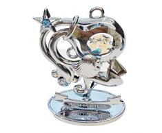 Crystocraft Aquarius Sternzeichen Kristall-Ornament mit Swarovski-Elementen, Aurora Borealis-Kristalle, versilbert verchromt, perfektes Andenken, Sammlergeschenk, Dekofigur, Astrologie