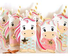 Papierdrachen DIY Einhorn Adventskalender - zum selber Basteln - Weihnachten - zum Befüllen - mit 24 Tüten zum individuellen Gestalten und zum selber Füllen - Weihnachten 2017