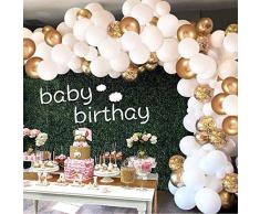 Luftballons Gold Weiß, Aivatoba Luftballon Girlande Gold Konfetti Ballons Matellic Latex Helium Ballons Deko für Babyparty, Hochzeit Mädchen Kinder Geburtstag Party Dekoration Silvester Deko