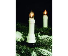 Hellum Christbaumbeleuchtung für innen & außen, 20x Riffel-Kerzen, Schaft weiß, Weihnachtsbaum Lichterkette mit grünem Kabel, Fassungsabstand 45 cm, inkl. Ersatzlämpchen 640205