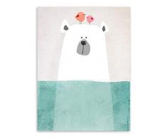 MINRAN DECOR D Druck Poster Kunstdruck – Süße Tier Bär/Hippo Nordic Kinder Zimmer Dekoration A 68181 – Modern Art Canvas Print - Canvas Print Stretched als Moderne Wanddekoration, 1, 50x70cm