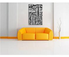 Monocrome, New York, Manhattan, Format: 120x80 auf Leinwand, XXL riesige Bilder fertig gerahmt mit Keilrahmen, Kunstdruck auf Wandbild mit Rahmen, günstiger als Gemälde oder Ölbild, kein Poster oder Plakat
