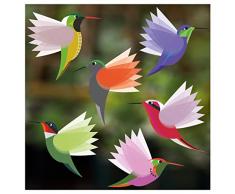 Stickers4 Vogel-Fensteraufkleber zum Schutz gegen Vogelschlag - sechs kleine schöne exotisch Kolibri-Glasaufkleber, doppelseitig und selbstklebend zum Schutz gegen Vogelkollisionen - Sechs Kleine