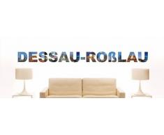 Wandtattoo farbige Wandschrift Städtename Dessau-Rosslau mit Sehenswürdigkeiten 80 x 6 cm Länge