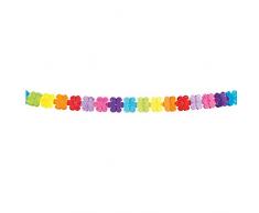Boland 30623 - Dekorationsgirlande Flower Power, 1 Stück, Länge 400 cm, Blumengirlande, Bunt, Mehrfarbig, Regenbogen, Papiergirlande, Hängedekoration, Girlande, Mottoparty, Karneval, Geburtstag
