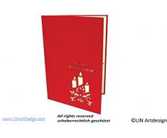 LIN POP UP Karte 3D Grußkarten Weihnachtskarten Weihnacht Adventskranz (# 436)