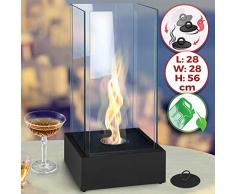 Tischkamin - Edelstahl, Bio-ethanol, für den Innen- und Außenbereich, inkl. Löschwerkzeug, Schwarz - Feuerstelle, Glaskamin, Glasfeuer, Tischfeuer, Tisch-Dekofeuer
