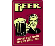 Beer helping ugly people Blechschild 20x30 cm RV Sign Blechschilder Schild Schilder