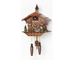 Quarz Kuckucksuhr Schwarzwaldhaus mit beweglichem Holzhacker und Mühlrad, mit Musik, inkl. Batterien TU 4217 QM
