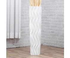 Leewadee Große Bodenvase für Dekozweige hohe Standvase Design Holzvase 75 cm, Mangoholz, weiß