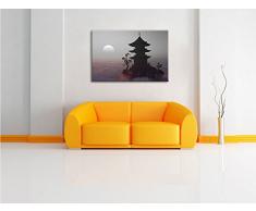 Buddhistischer Tempel in Asien B&W Detail, Format: 60x40 auf Leinwand, XXL riesige Bilder fertig gerahmt mit Keilrahmen, Kunstdruck auf Wandbild mit Rahmen, günstiger als Gemälde oder Ölbild, kein Poster oder Plakat