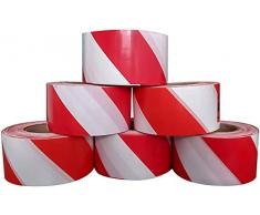 Absperrband Flatterband Warnband Trassenband Absperrungsband Warnklebeband Markierungsklebeband nicht klebend baustellenband 500m x 75mm Rot/Weiß 500 meter