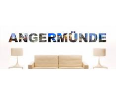 INDIGOS UG - WANDTATTOO / Wandsticker / Wandaufkleber / Aufkleber farbige Wandschrift Städtename Angermünde mit Sehenswürdigkeiten 40 x 4 cm Länge
