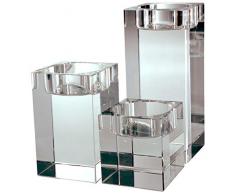 VOGUISH Teelichthalter 3er Set, Kerzenständer, Kerzenhalter aus Kristall, Glas inkl. Geschenkbox