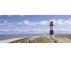 Artland Echt-Glas-Wandbild Deco Glass fotopro Leuchtturm Sylt Architektur Gebäude Leuchtturm Fotografie Blau A6GN