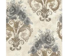 BHF 484-68065 Allana Scrollen Edelstahlvase Tapete Blumenmuster - Grau