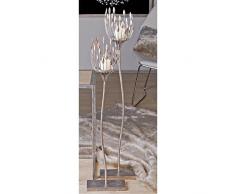 Bodenleuchter, Kerzenhalter TREVI, Metall, silber, H. 93 cm, Casablanca