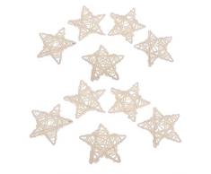 IPOTCH 10pcs Natürliche Rattan Weidenstern Kugel Weihnachtsverzierungen 7cm Weiß
