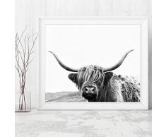 sanzangtang Hochlandrinder Leinwand Kunstdruck und Poster Nutztier Hochlandstier Fotografie Leinwandbild Moderne Wandkunst Dekoration Rahmenlos 60x90cm