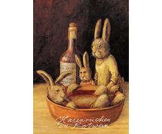 Postkarte A6 • 13933 Hasenrücken in Rotwein von Inkognito • Künstler: Ernst Kahl • Satire • Ostern