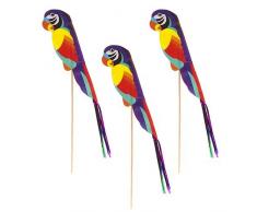 Deko-Picker Papagei (farbig sortiert / 21,5 cm - 100 Stück)
