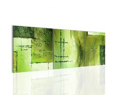 Wandbild Abstrakt Bilder 120 x 40 cm Vlies - Leinwand Bild XXL Format Wandbilder Wohnzimmer Wohnung Deko Kunstdrucke Grün 3 Teile - MADE IN GERMANY - Fertig zum Aufhängen 100933c