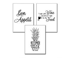 4Good Wandbilder Wohnzimmer als lustige Sprüche, Motivations Bilder fürs Büro oder die Küche, Bild mit Spruch als Schlafzimmer Poster ohne Rahmen (Bon Appetit, A4)