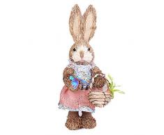 Osterdekoration, Hasenfigur Osterhasenpuppe Mit Schaufel Und Karotte In Den Toten Für Ostern Home