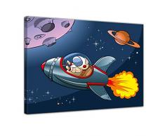 Kunstdruck - Kinderbild - Rakete im Weltraum - 40 x 30 cm - Bilder als Leinwanddruck - Wandbild von Bilderdepot24 - Kinder - Raumfahrt - Astronaut im Raumschiff