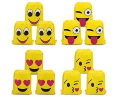 Konsait Emoji Turnbeutel für Kinder (12 Stück), Emoji Sporttaschen Geschenktüte Partytüten für Jungen Mädchen Geschenk mitbringsel tüten Kindergeburtstag Partydeko Geschenktaschen