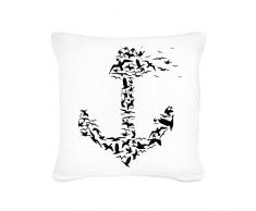 ilka parey wandtattoo-welt® Kissen Dekokissen Maritim mit Anker fliegende Vögel inklusive Füllung ks54 - ausgewählte Farbe: *schwarz*