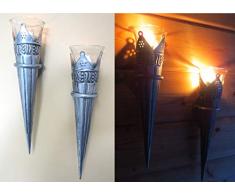 Dekolook Wandkerzenhalter 4er Set Wandteelicht Teelichthalter Gartenstecker Garten Kerzenhalter Wandleucher NEU