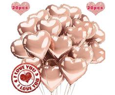Sunshine smile 20 STK 18 Rosegold Zoll Herz Folienballon,Herz Helium Luftballons,Folienballon Hochzeit ,Folienluftballon,Herz Ballons (Rosegold)