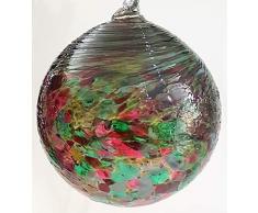 Oberstdorfer Glashütte Kugel zum hängen Dekokugel Fensterkugel Bunte Glaskugel Ornament grün violett Fensterdekoration mundgeblasenes Kristallglas Durchmesser ca. 9 cm