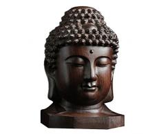 ROSENICE Mini Holz Buddha Feng Shui Figur Buddha Kopf statue Tischdeko Gartenfigur Dekoration