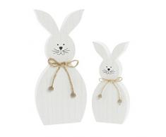 FRANK FLECHTWAREN Niedlicher Schlichter Deko-Hase White im 2er Set aus Holz