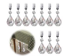 Glarks Tischdeckengewichte Set mit 10 Metallklammern, AB-Kristallglas, Tropfenform, Prismen-Anhänger, Tischdecke, Gewichte für Picknick, Tischdecke, Gewichte Laute