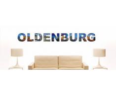 Wandtattoo farbige Wandschrift Städtename Oldenburg mit Sehenswürdigkeiten 80 x 9 cm Länge