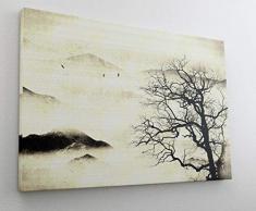 Asien Kunst Retro Vintage Leinwand Canvas Bild Wandbild Kunstdruck L2216 Größe 150 cm x 100 cm