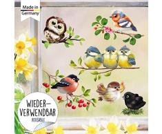Wandtattoo Loft Fensterbild Frühling Ostern Vogel Set frühlingshafte Fensterdeko – Wiederverwendbare Vögel Fensteraufkleber / 1. DIN A4