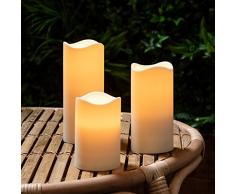Lights4fun 3er Set LED Kerzen für Außen Timer