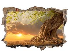 DesFoli Baum Savanne Afrika 3D Look Wandtattoo 70 x 115 cm Wanddurchbruch Wandbild Sticker Aufkleber D390