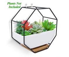 XiaZ Wand-Blumenvase weiß rechteckig Keramik Sukkulenten Luftpflanzen Kaktusperlen Halter Container Blumen-Töpfe für Schreibtisch Dekoration Zuhause schwarz