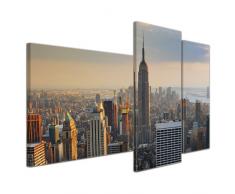 Wandbild - New York City II - Bild auf Leinwand 130x80 cm 3 teilig - Leinwandbilder Städte & Kulturen Amerika - Stadtansicht von New York - Luftaufnahme von Manhattan