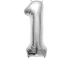 amscan Folienballon SuperShape Zahl 1, Silber