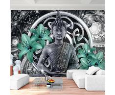 Fototapeten Buddha Lilie Grün 352 x 250 cm Vlies Wand Tapete Wohnzimmer Schlafzimmer Büro Flur Dekoration Wandbilder XXL Moderne Wanddeko - 100% MADE IN GERMANY - Feng Shui Runa Tapeten 9108011b